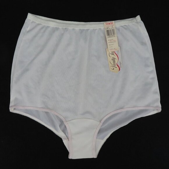 Vintage Vanity Fair Womens 7 Pechglo Solid White 16001 Panty Lightweight NEW NOS